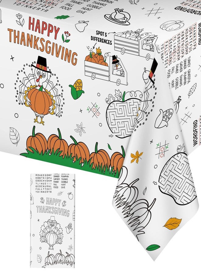 Litmitfu Happy Thanksgiving Coloring Tablecloth for Kids-Giant Thanksgiving Paper Activity Table Cover, Jumbo Fall Turkey Coloring Games Poster Crafts for Thanksgivings Table Decor Party Favors,54 x 108 Inch - Image 1
